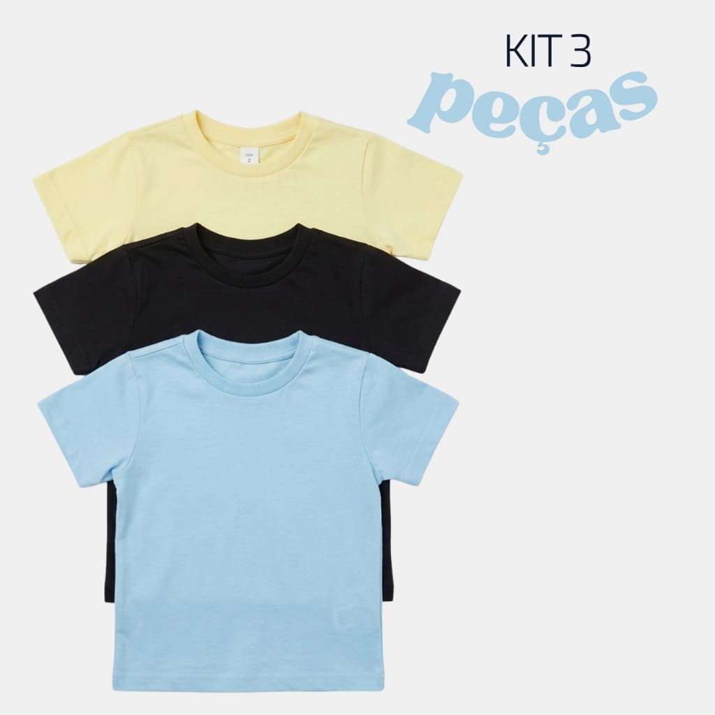 Kit de 3 Camisa Basica Menino Infantil
