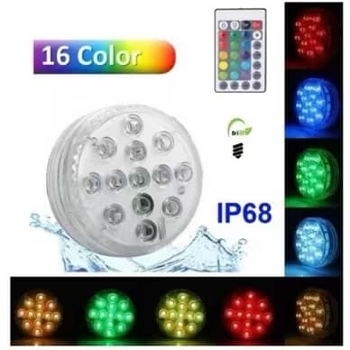 Luminária de piscina Com 10 Led RGB À Prova D'Água + Controle