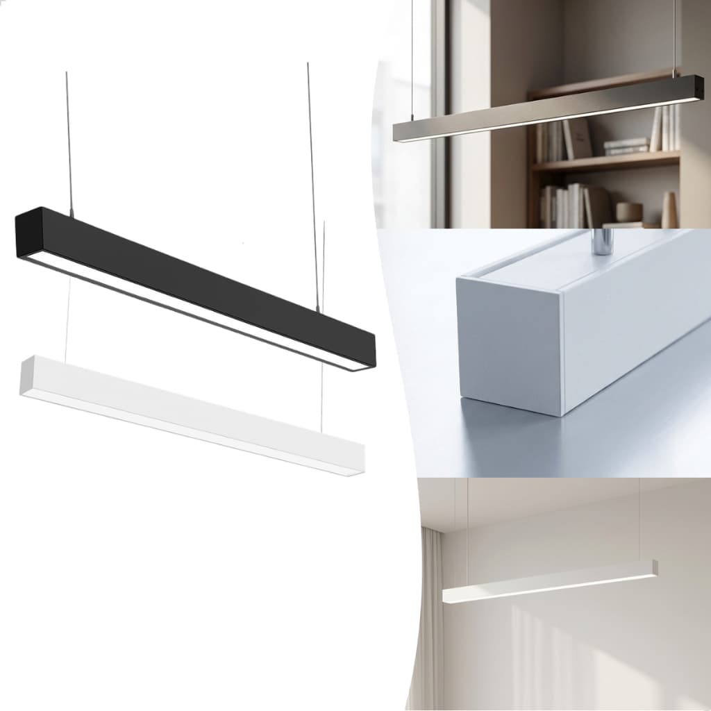 Pendente Slim Linear Retangular Led Integrado Teto 45w Branco Ou Preto - Bivolt
