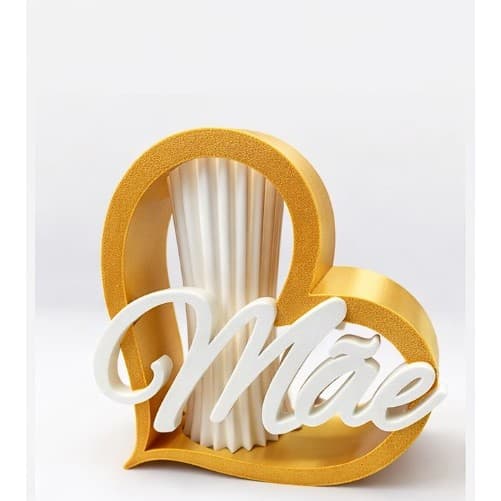 Enfeite Vaso Coração Mãe 3D PLA 17cm   Decorativo Presente Dia das Mães Mesa Estante Personalizado