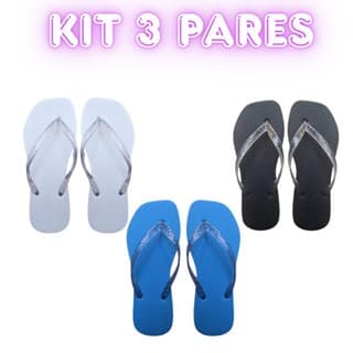 Kit 3 Pares De Chinelo Feminino Causal Borracha Infantil Confortável - Promoção Envio Relâmpago