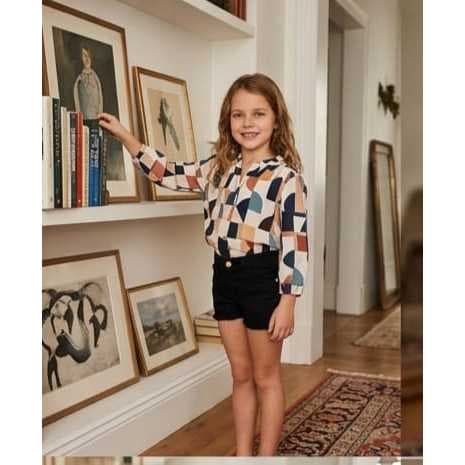 SHORT INFANTIL 4/8 MENINA SARJA PRETO