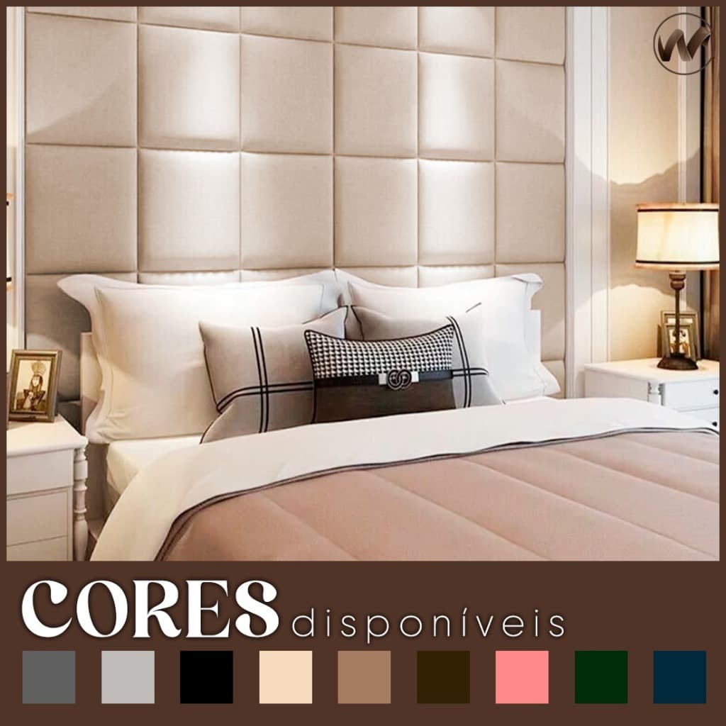 Cabeceira de Cama Box Adesiva 40x30 Placa Estofada Suede Premium-Fácil Instalação Sem Furo! Envio Já