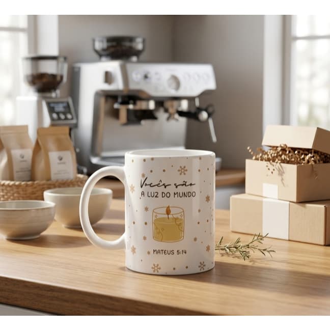 Caneca Cristã “Vocês São a Luz do Mundo” – Frase Bíblica Inspiradora 325ml - Envio Imediato