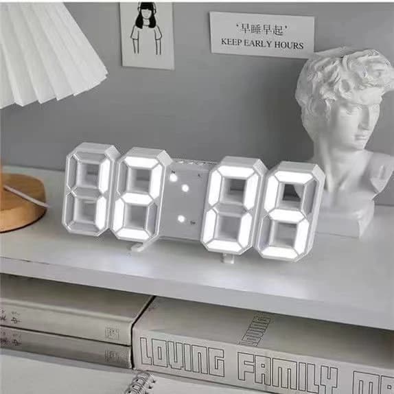 Relógio Digital LED 3D Parede Mesa USB Com Modo Noturno e Snooze