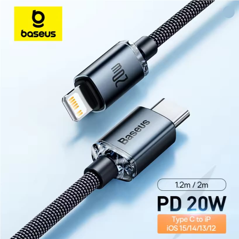 Cabo USB-C para Lightning Carregamento Rápido Iphone Apple 20W - Baseus Crystal Shine Original