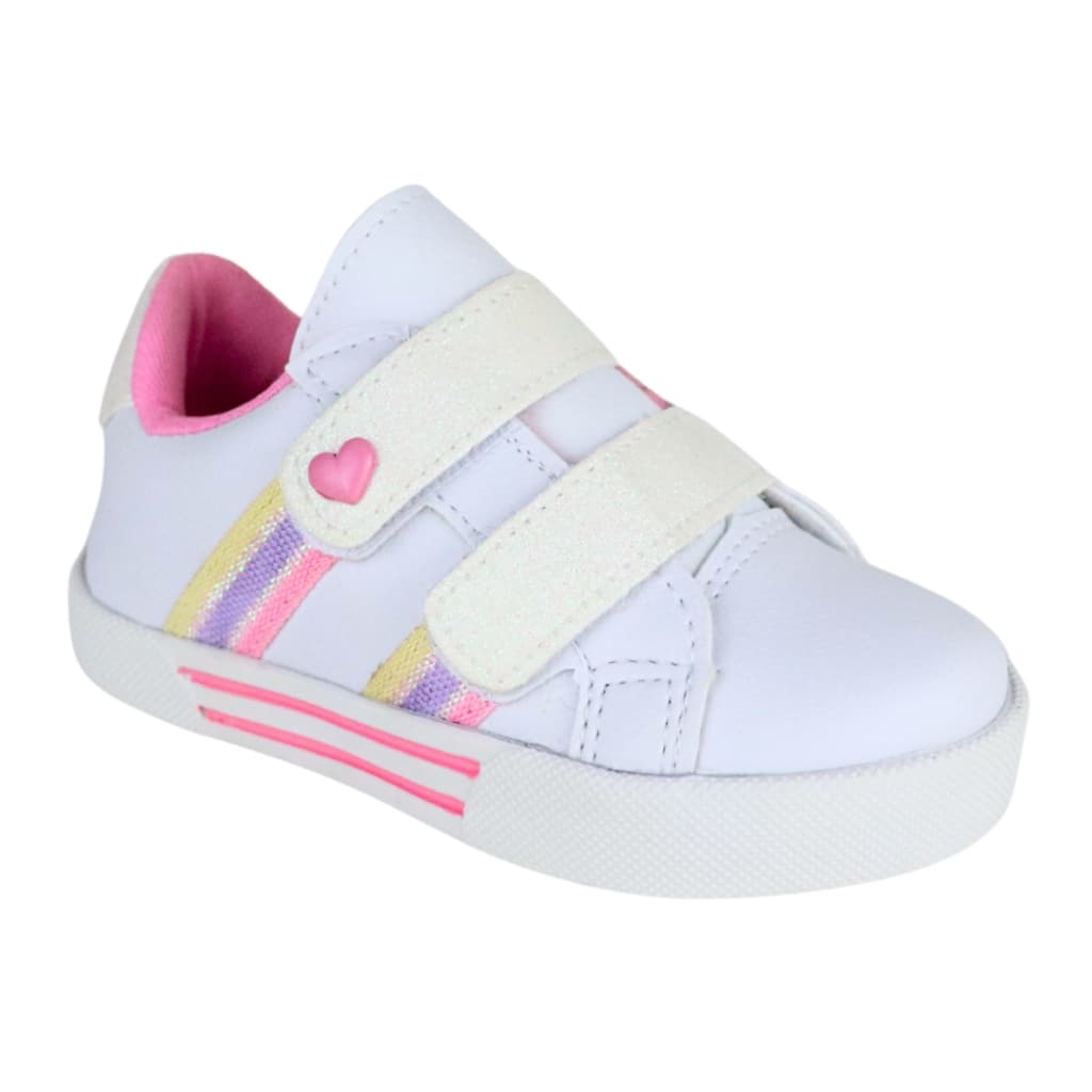 Tênis Infantil Branco com Gorgurão e Coração Meninas