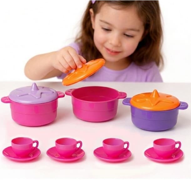 Brinquedo Kit Cozinha Infantil Panelinhas Com Xícaras Menina