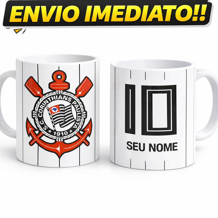 Corinthians Timão Caneca Porcelana Premium Personalizada Torcedor Presente Envio Imediato xicara
