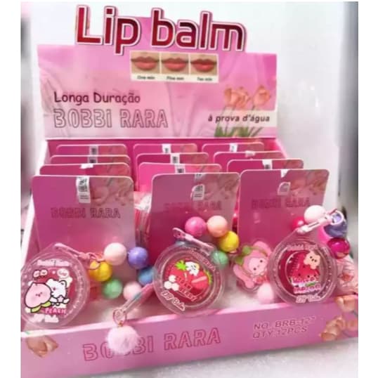 Lip Balm Cute  com Chaveiro de Miçanga e Pingente