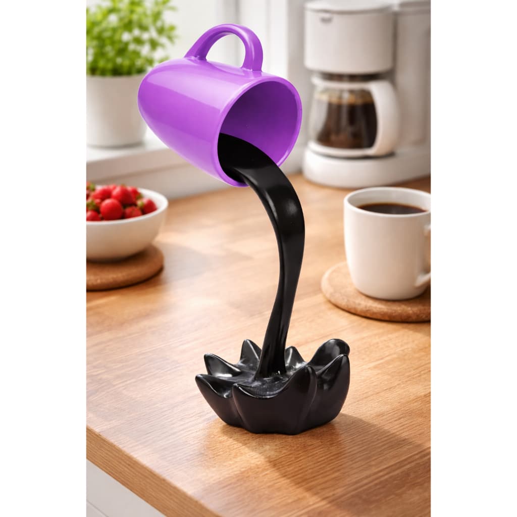 Xícara derramando Café escultura decorativa