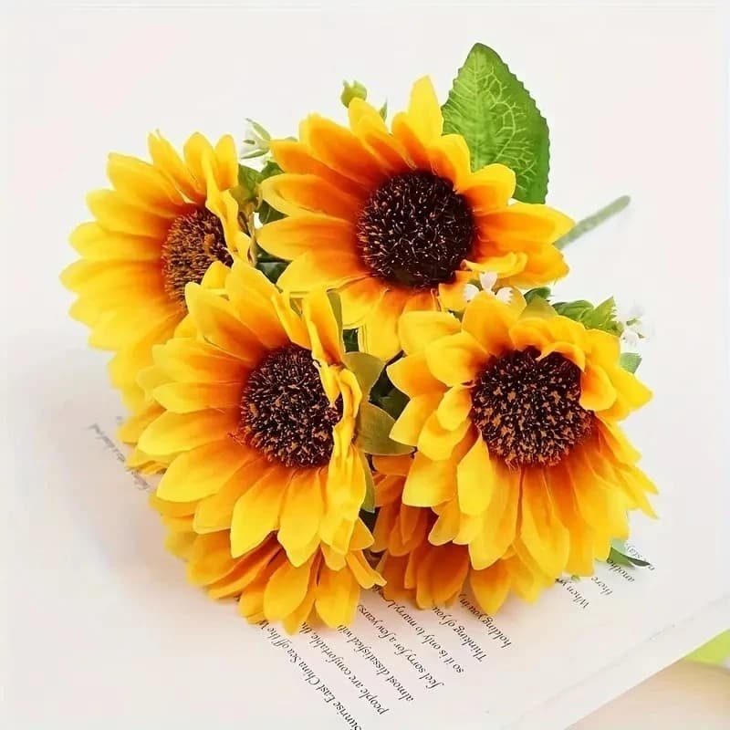 Flores Artificiais para Decoração, Festas, Casamento, Ramo Buquê Girassol HS801086