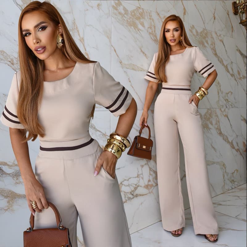 Conjunto Feminino Na Alfaiataria Com Listras Social Elegante Trabalho