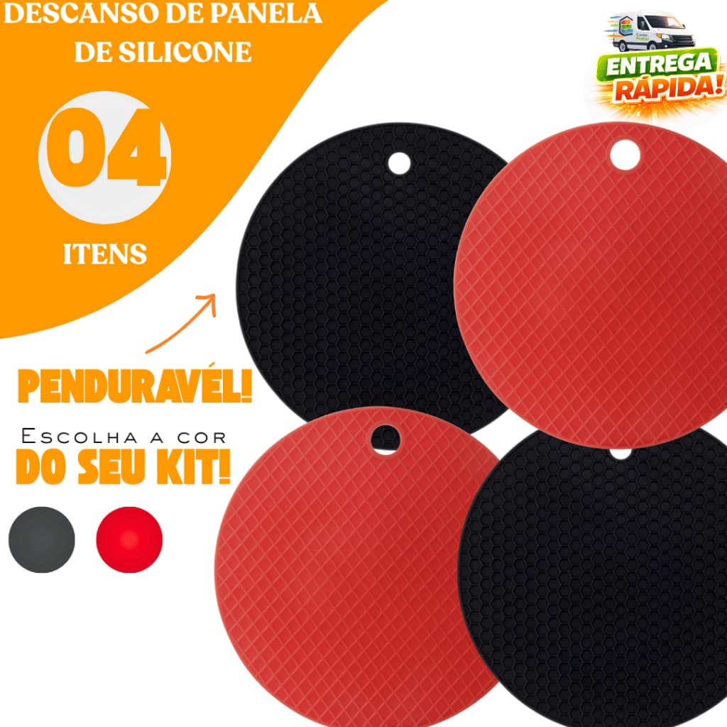 Conjunto 04 Descanso de Panela Silicone Cozinha Panela Quente Cozinha Resistente Restaurante
