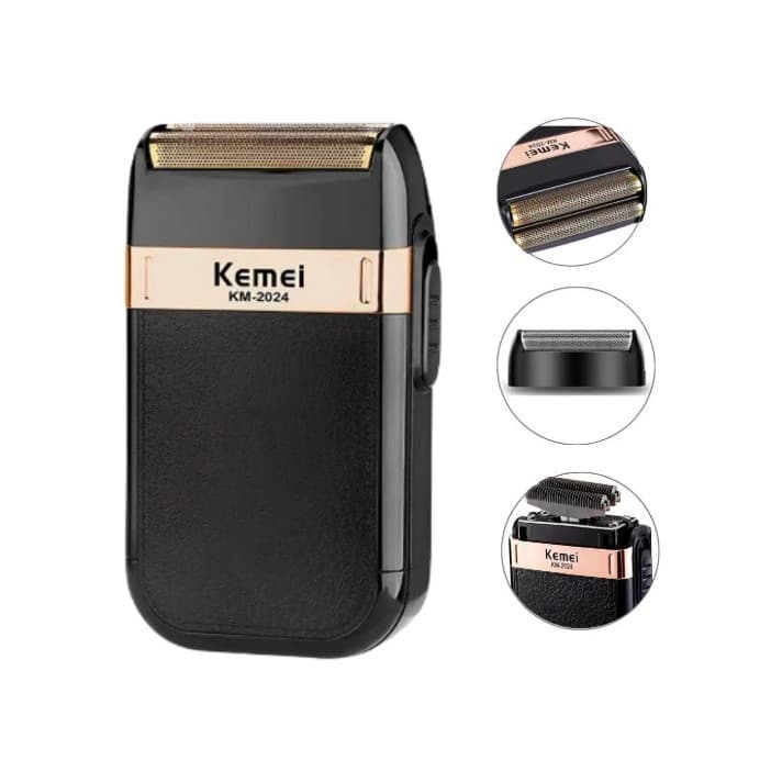 Kemei KM-2024 Portátil Sem Fio Lâminas Duplas Acabamento Preciso Barbeador Elétrico