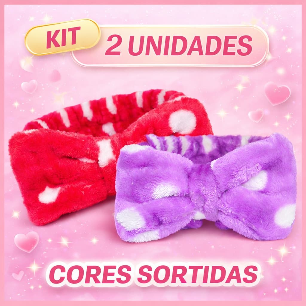 Faixa de Cabelo Para Maquiagem Skincare Laço Pelúcia Spa Facial Confortável