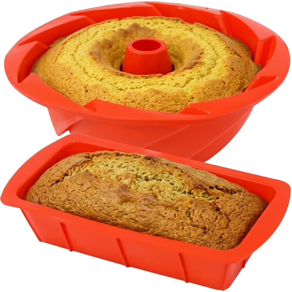 Kit 2 Forma bolo de Silicone Air Fryer Pudim Assadeira Manjar Forma Pão Retangular Antiaderente