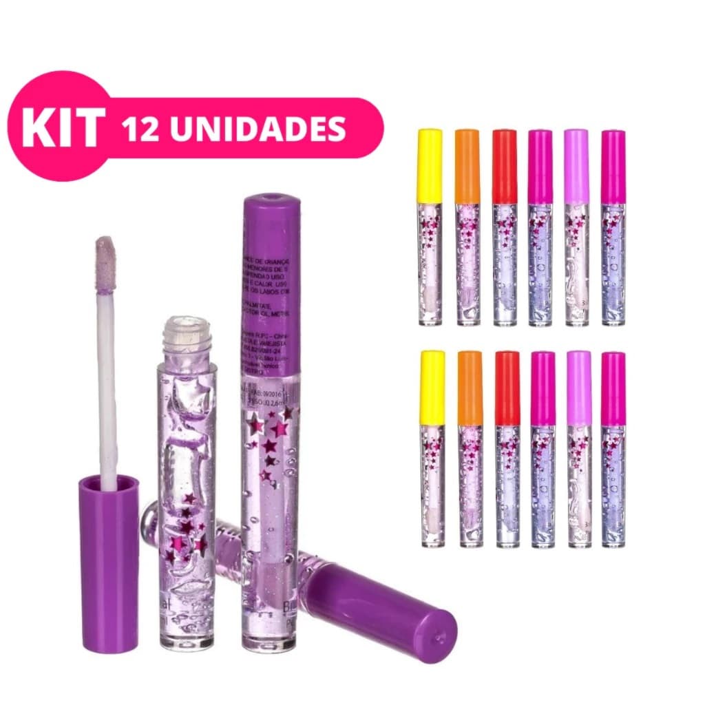 Kit 12 Gloss Brilho Labial Frutas/Hidratante Batom Lembrancinha