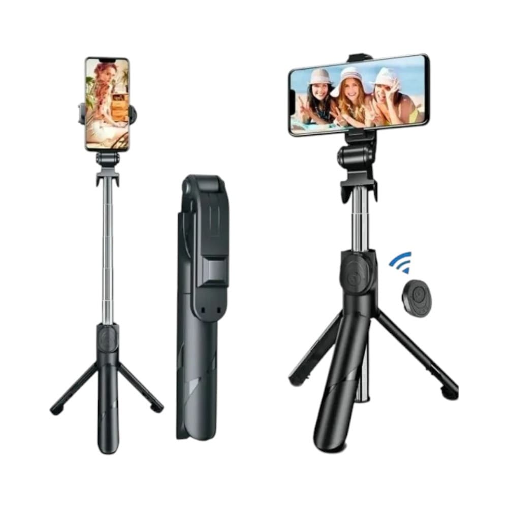 Tripé Celular Bastão Selfie Bluetooth XT-02 Cor Preto