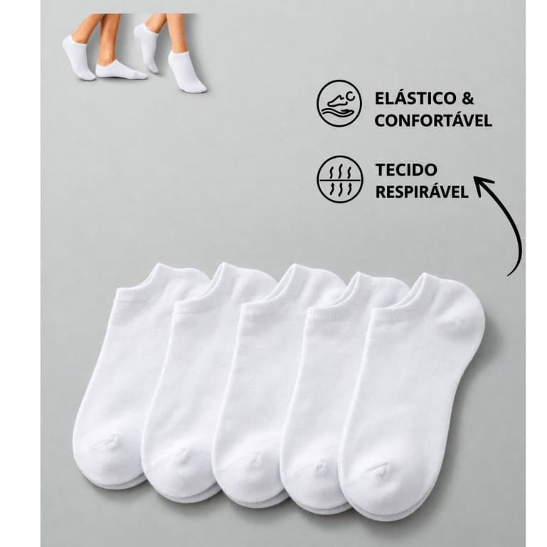 Kit Meias femenina Soquete Branca e Preta Alta Qualidade 3 6 9 12 24 Pares
