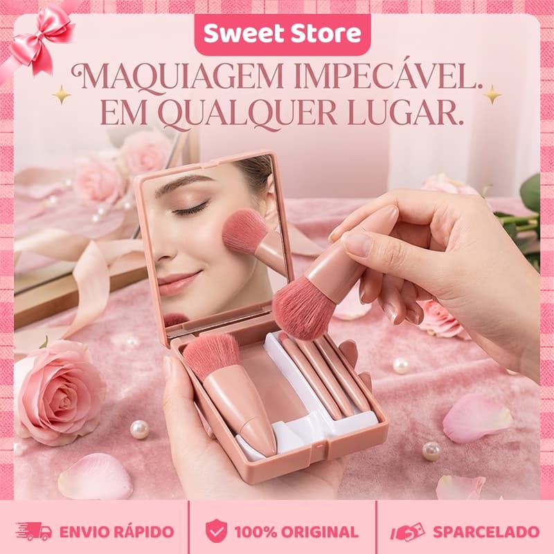 6/12/30/pcs kit pincel maquiagem 5 em 1 para viagem com espelho Portátil, porta pincel maquiagem,Mini Kit de Maquiagem