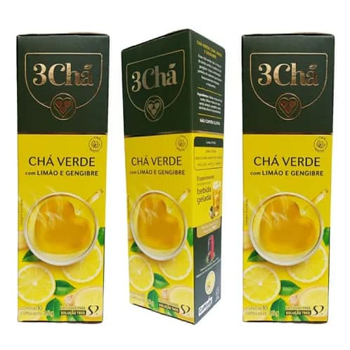 Kit 20 unidades de Cápsulas CHÁ VERDE com Limão e Gengibre 3 Três Corações rende 100ml cada 3Chá