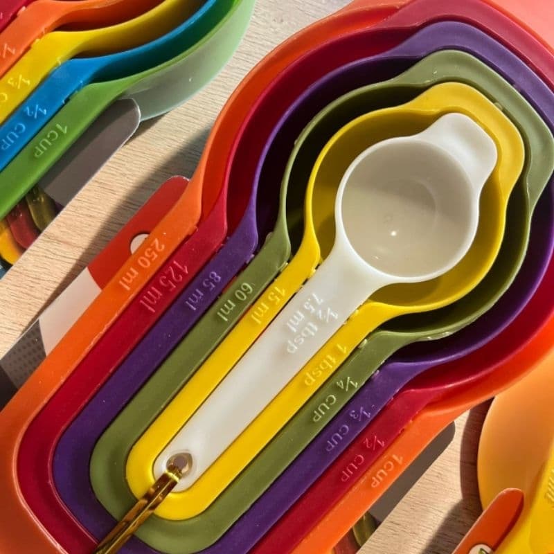 Kit Xícaras e Colheres Medidoras 6 Peças Cozinha Receitas Colorido Completo