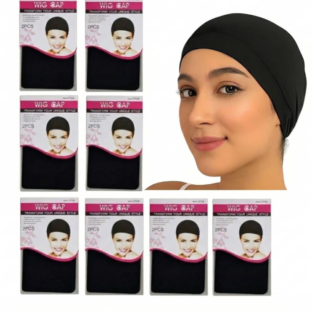 KIT 2/4/6/8 Touca Nero Wave Cap Unissex de Pressão Para Trança e Alisamento Cabelo Afro Ondas lisos