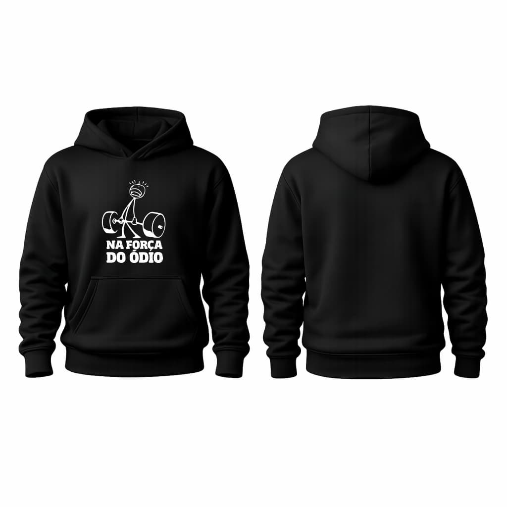 Moletom Capuz Canguru | Academia Gym | Blusa Larga Treino | Na Força do Ódio Unissex
