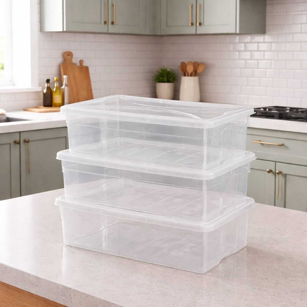 Kit 03 Potes Caixas Organizadoras de Geladeira 05 Litros com Tampa Carnes Legumes Freezer BPA Free