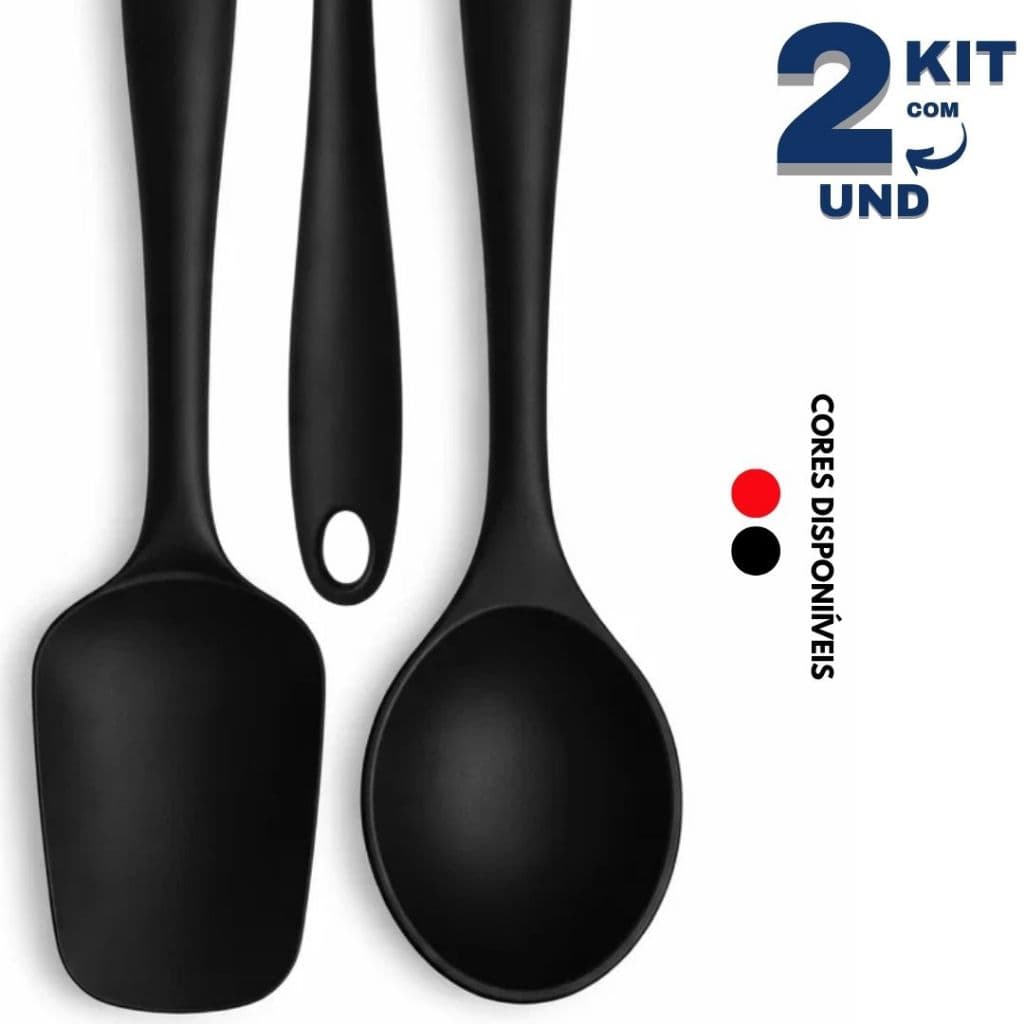 Espátula Multiuso de Silicone e Colher de Silicone Cabo Longo – Cozinha Antiaderente