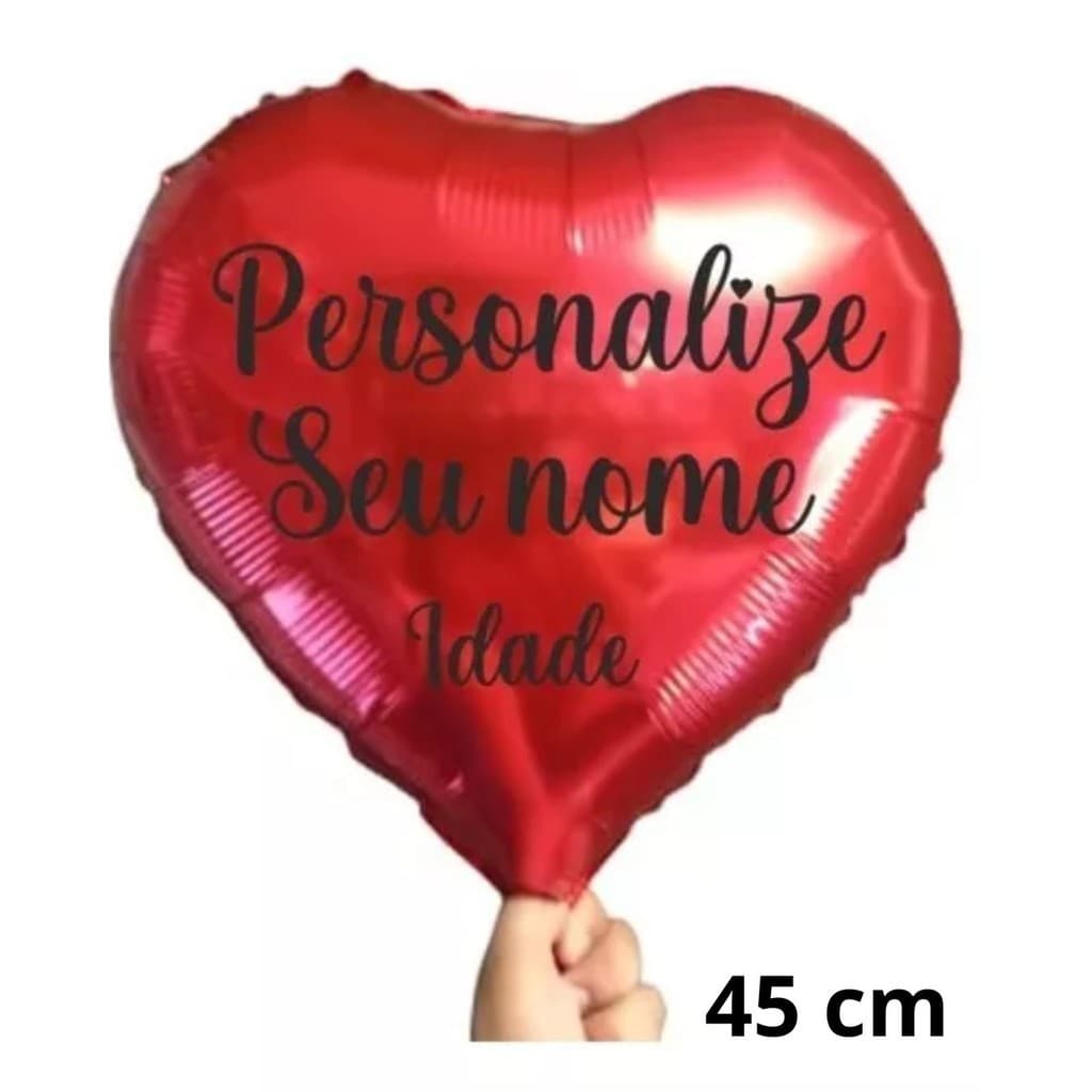 Balão de Coração 45cm Personalizado (ENVIAR PERSONALIZAÇÃO LOGO APOS A COMPRA)
