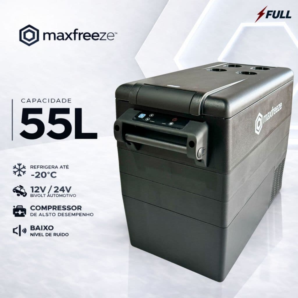 Mini Geladeira Portátil 55 Litros Mini Freezer 12v/24v 110v/220v Caminhão Ônibus Motorhome Van Maxfreeze