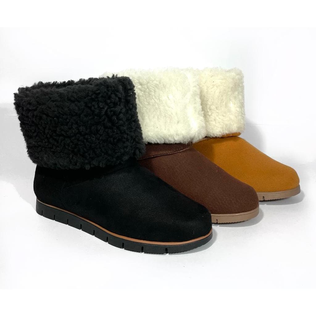 Botinha Forrada Feminina Bota Frio Esquimo Quentinha Inverno Cano Alto lã Pelinho Lancamento Confortavel Termica