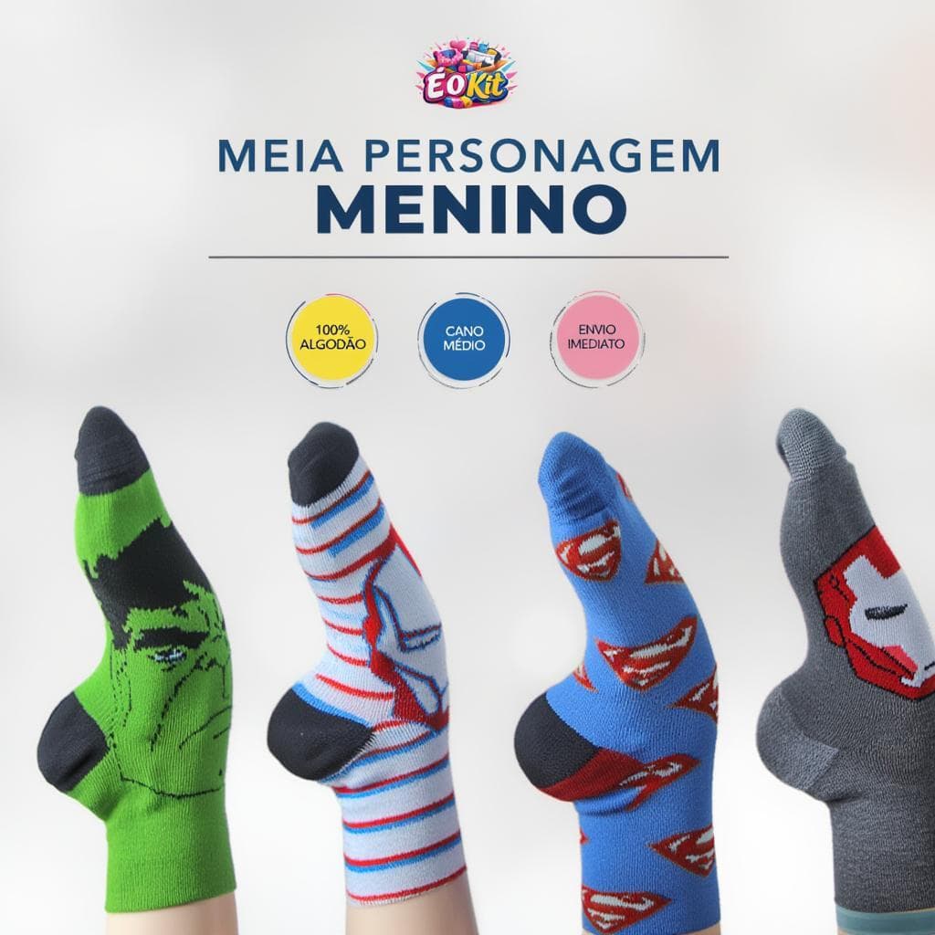 Meias Infantil Kit 12 Pares Menino Coloridas Entrega Rápida