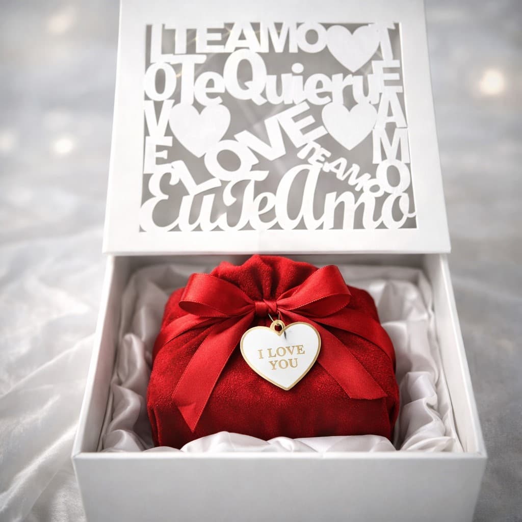 Caixa Decorativa Eu Te Amo Em Mdf Branco Declaração 18cm