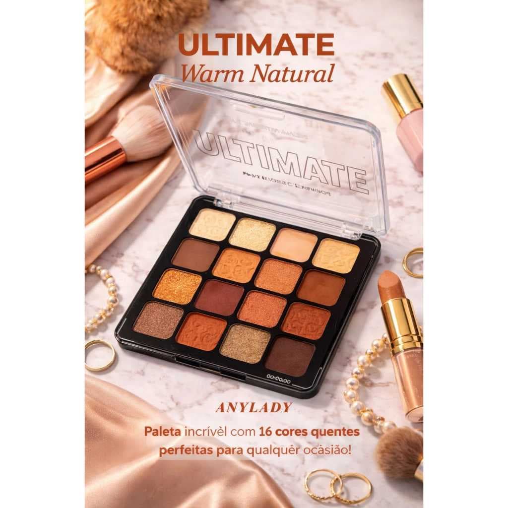 Paleta de Sombras Ultimate Warm Natural 16 Cores – AnyLady