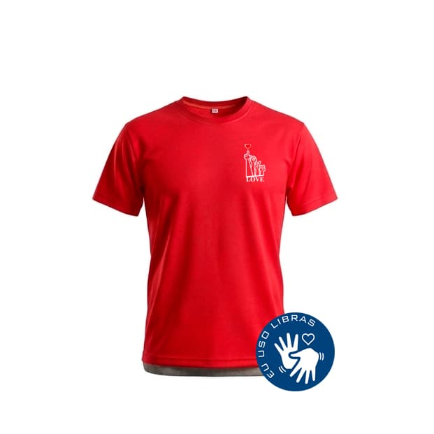 LOVE Camiseta básica Malha Fria Vermelha Camiseta Manga Curta Uso diário Camiseta com estampa em LIBRAS Unissex
