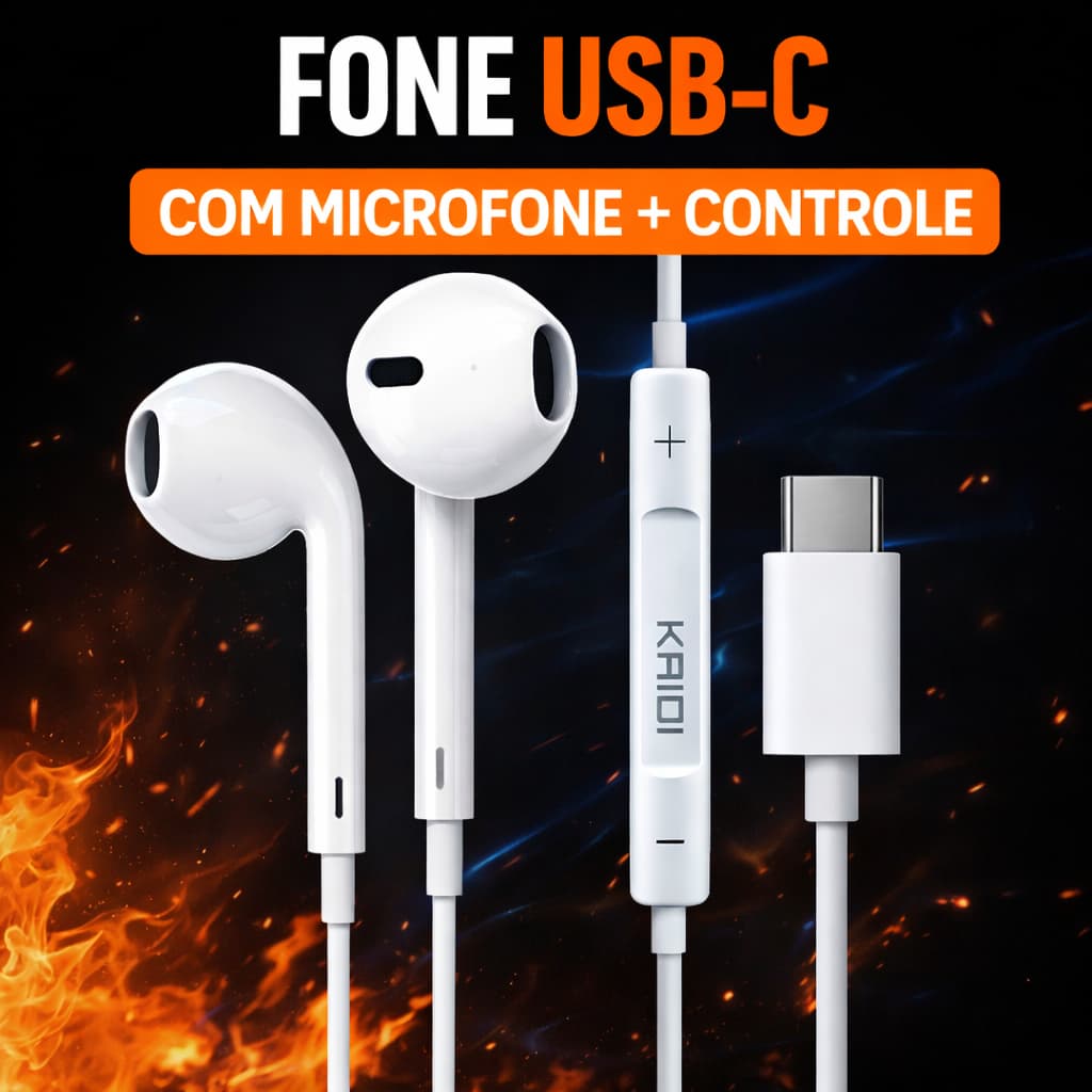 Fone de Ouvido iPhone Lightning KAIDI KD-729 Original Com Microfone Controle Volume Estéreo Hi-Fi