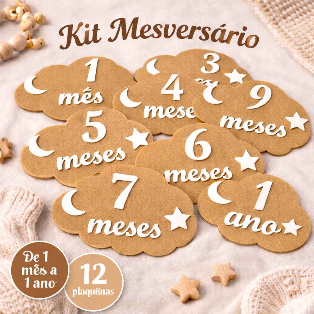 Kit Mesversario Para Comemoração do Primeiro Ano do Bebê Kit Mesversário Bebê Completo 12 Meses