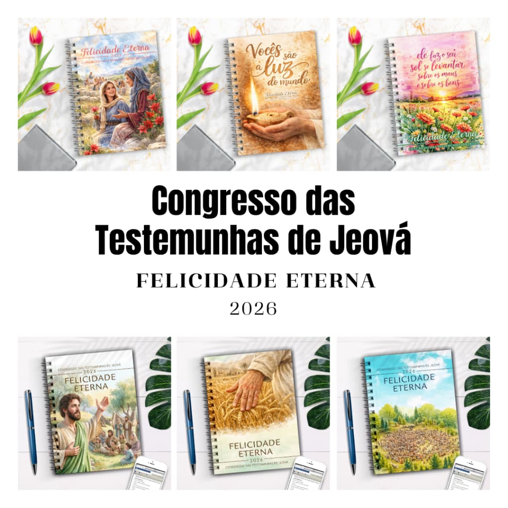 Caderno Congresso Testemunhas de Jeová 2026 Felicidade Eterna Personalizado A5 Capa Dura