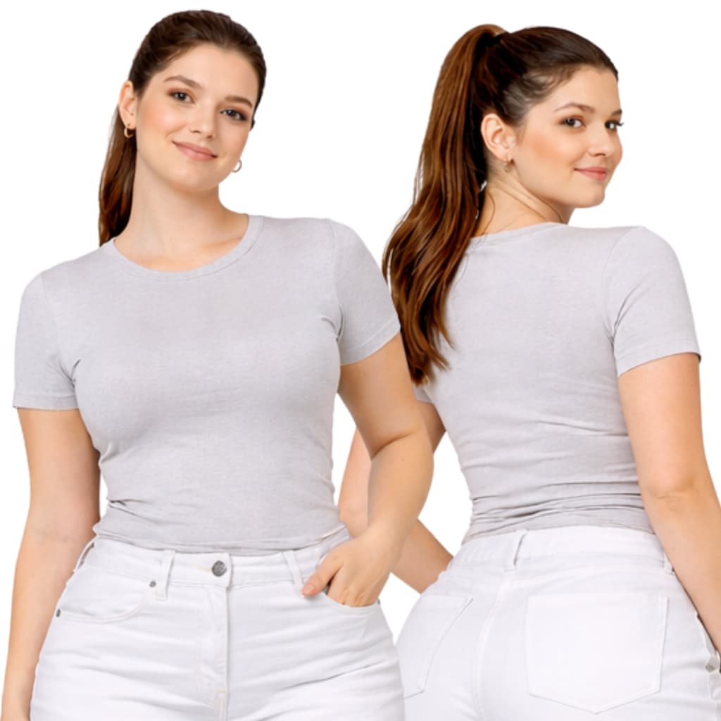 Blusa Feminina Plus Size Confortável Oferta Imperdível Básica Lisa Manga Curta G1 ao G2 Dia a Dia