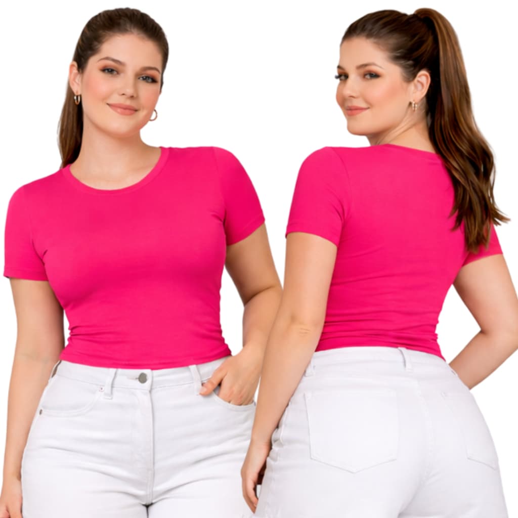 Camiseta Plus Size Feminina Básica Promoção Camisa Feminina Básica Plus Size Manga Curta Confortável G1 e G2