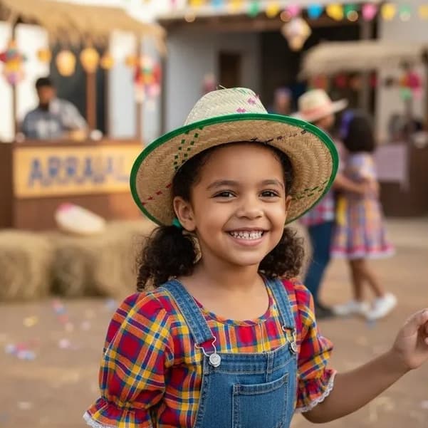 Chapéu De Palha Infantil Com Fita Colorida Festa Junina