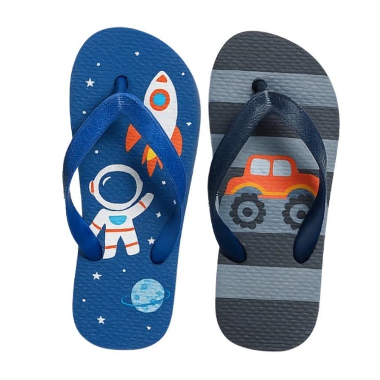 Kit Chinelo Infantil Menino 2 Pares Estampas Divertidas Leve e Confortável