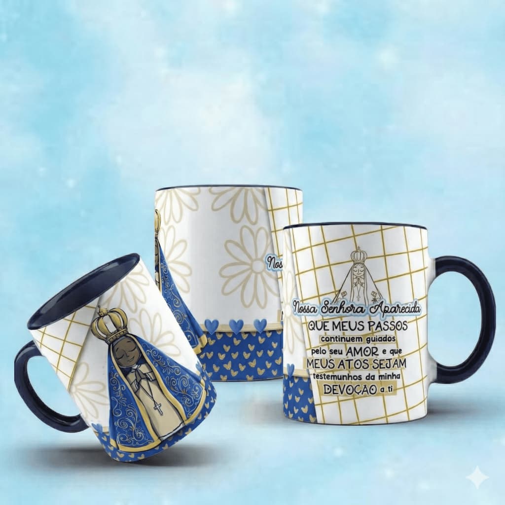 Caneca de Porcelana Nossa Senhora Aparecida Frases Presente Decoração