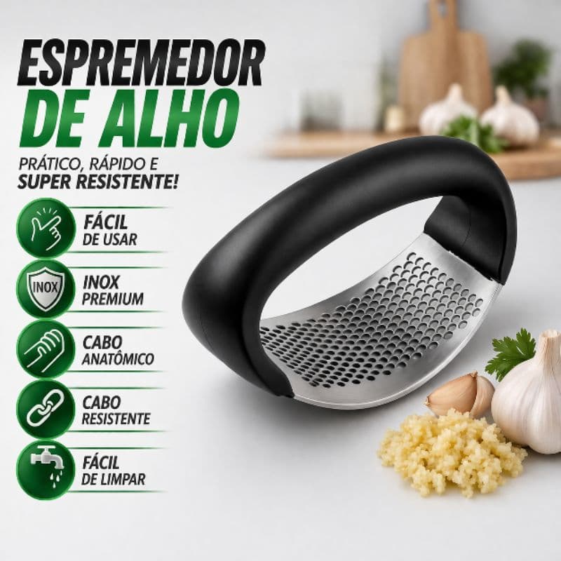Espremedor de Alho Inox Manual Triturador Profissional Resistente Facil de usar Cozinha Pratica