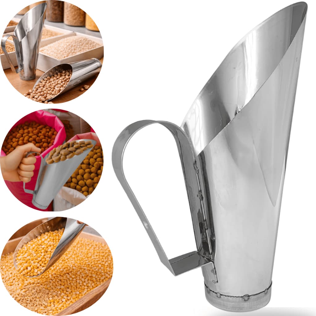 Concha Para Cereais Inox 150 Gr Medidor Inteiro Aço Inox Pegador Ração Alimentos Naturais Fast Food
