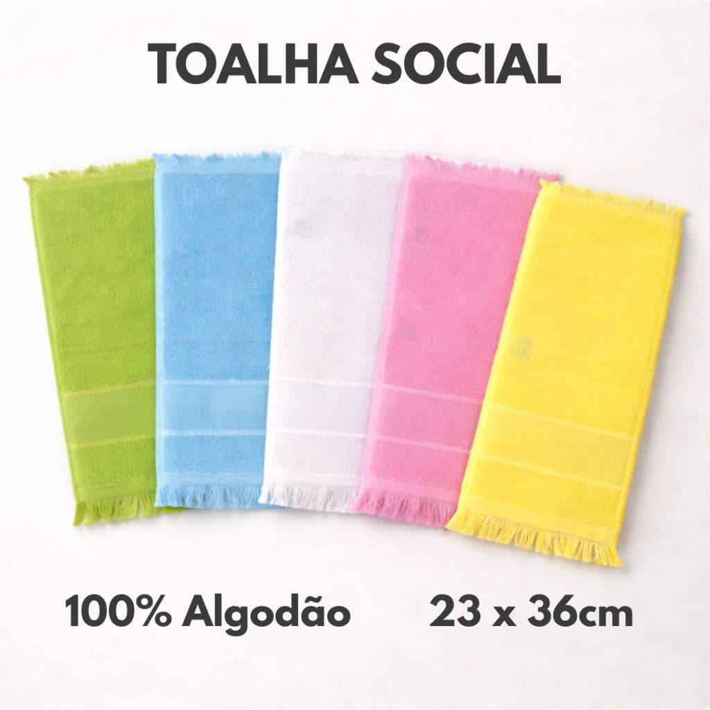 Kit Toalha de Mão Social 100% Algodão 23x36cm 10 30 ou 50 Unidades