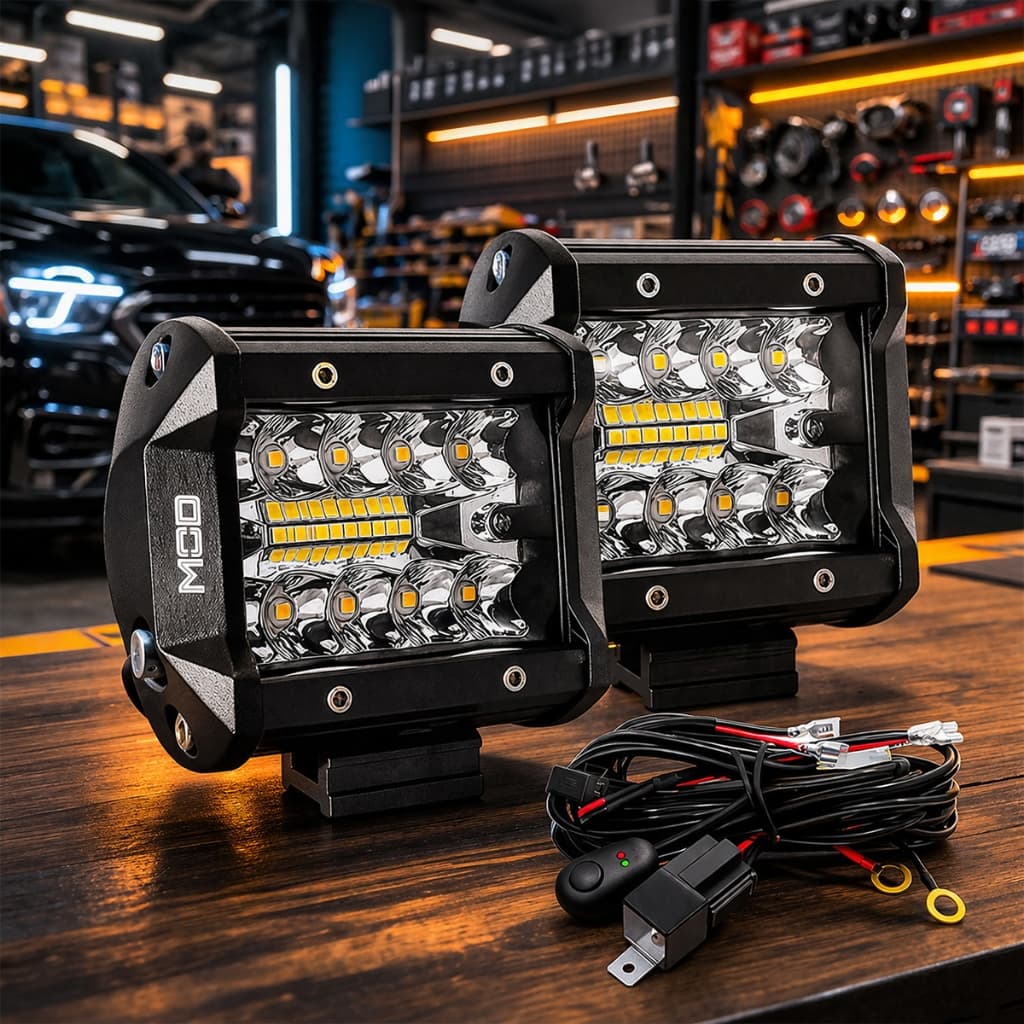 Farol LED Milha SUPER FORTE + Chicote Completo Farol De Led Automotivo Universal Pronta Entrega PAR